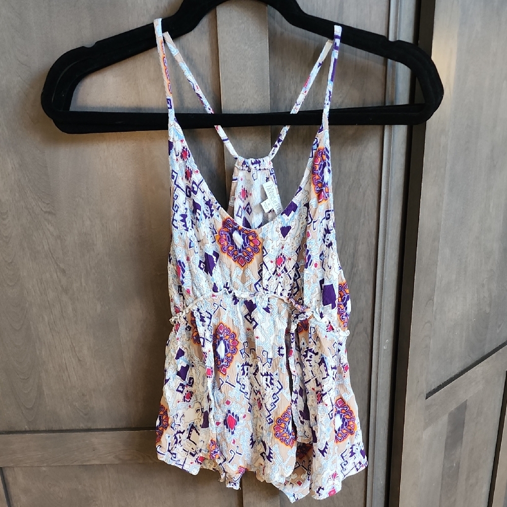 Patrons of Peace White Cream Camisole with Asymmetrical Ruffles